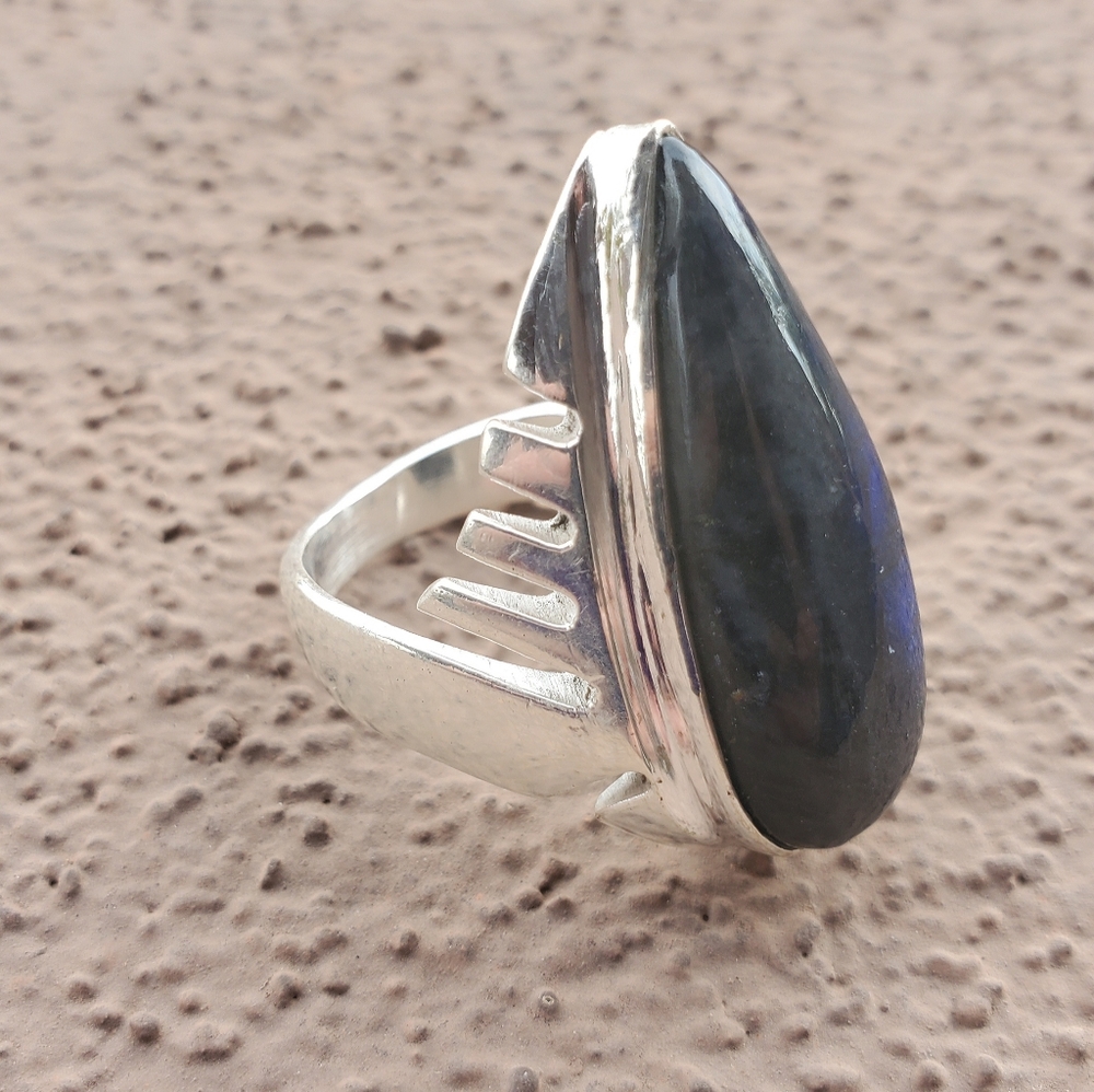New Men's Iolite Sunstone Silver Statement Ring. - Picture 9 of 16